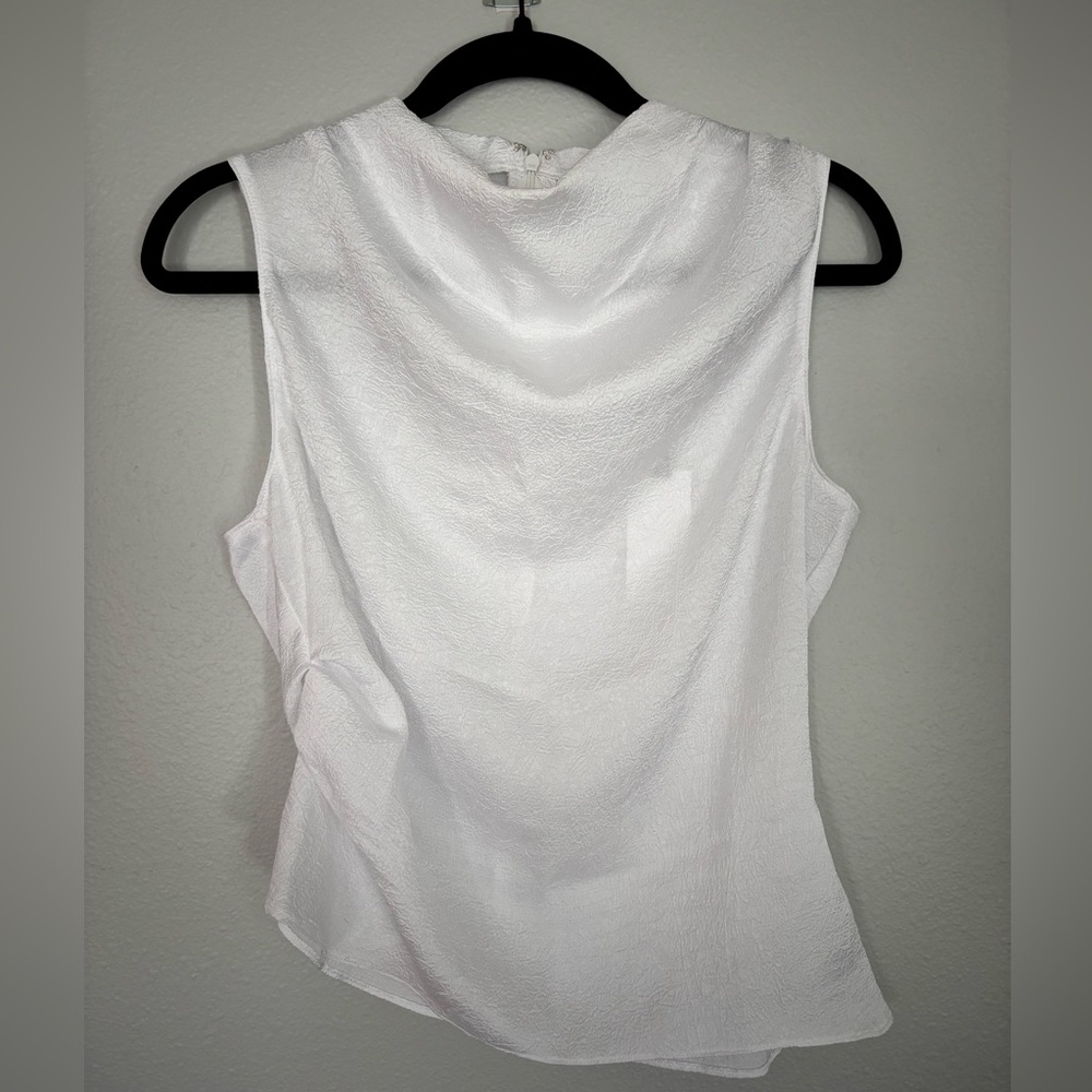 ASTR White Satin Mock Neck Drape Top - New with tags